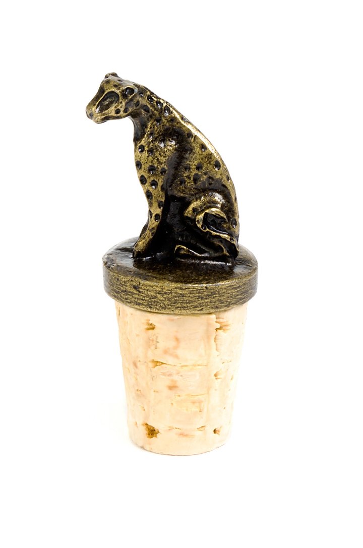 South African Brass Cheetah Wine Bottle Stopper - Kushiaa